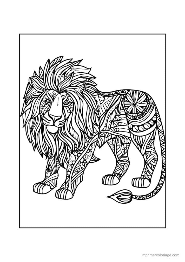 coloriage lion mandala 23 - dessin gratuit &agrave; imprimer