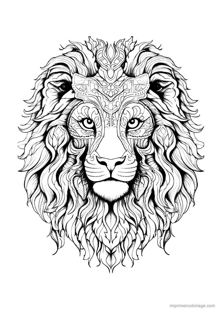 coloriage lion mandala 29 - dessin gratuit &agrave; imprimer