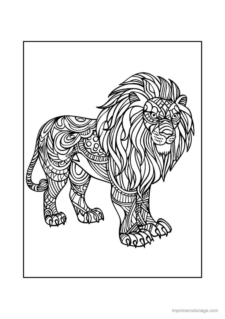 coloriage lion mandala 30 - dessin gratuit &agrave; imprimer
