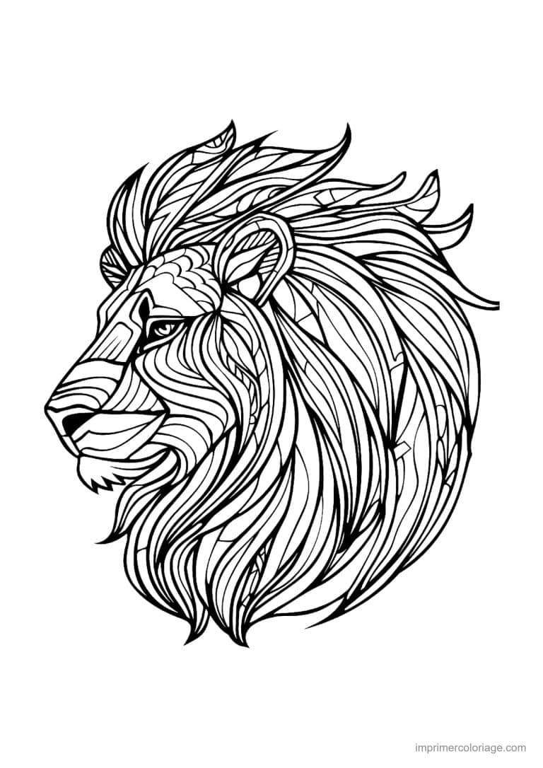 coloriage lion mandala 34 - dessin gratuit &agrave; imprimer