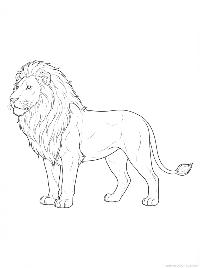 coloriage lion profil criniere - dessin gratuit &agrave; imprimer