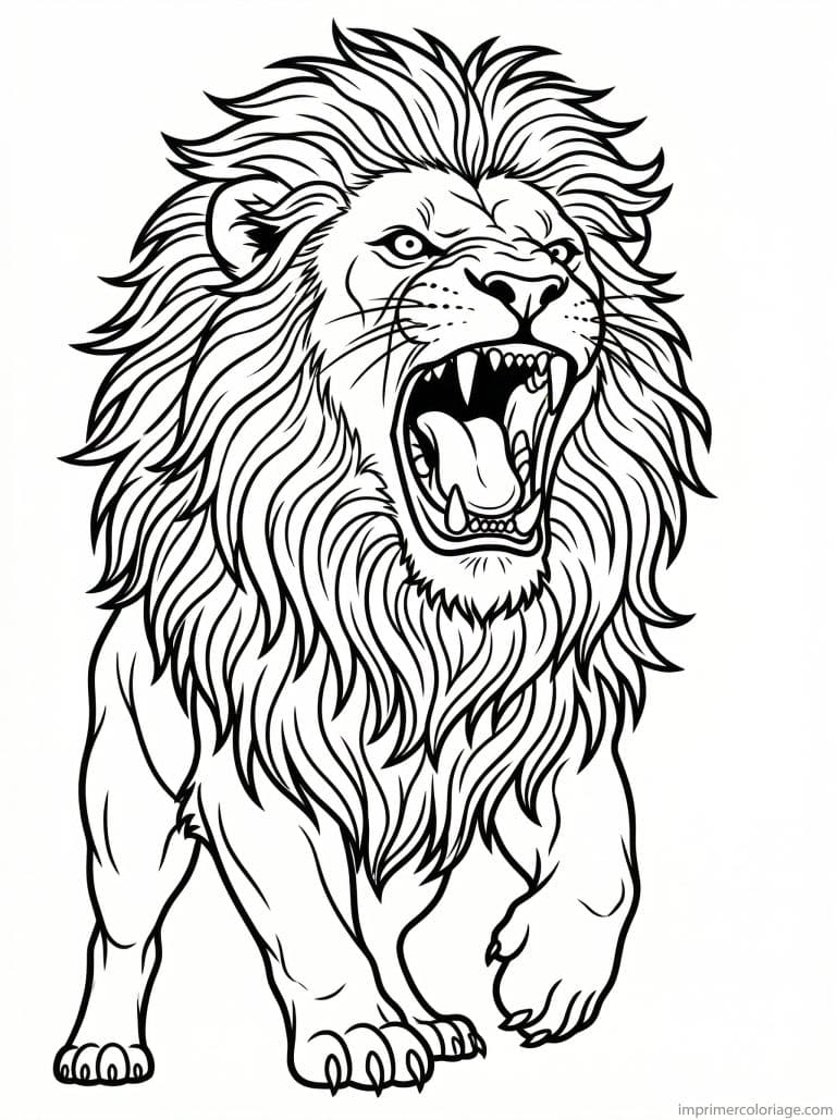 coloriage lion rugit crocs - dessin gratuit &agrave; imprimer