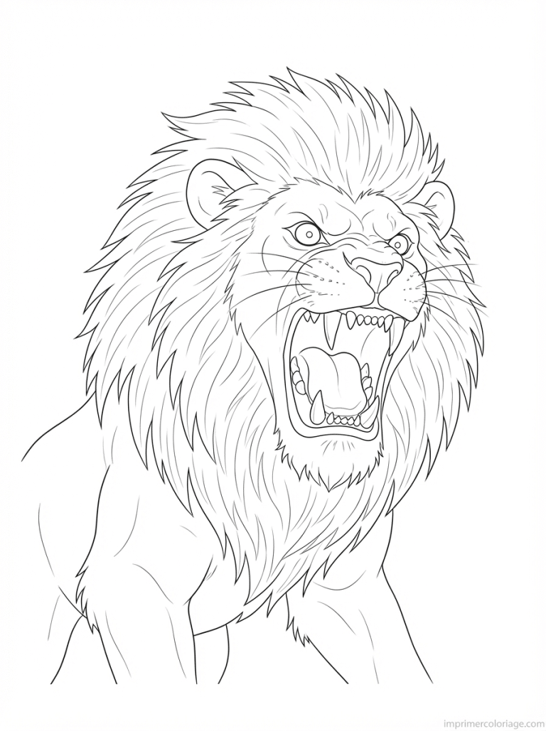 coloriage lion rugit crocs - dessin gratuit &agrave; imprimer