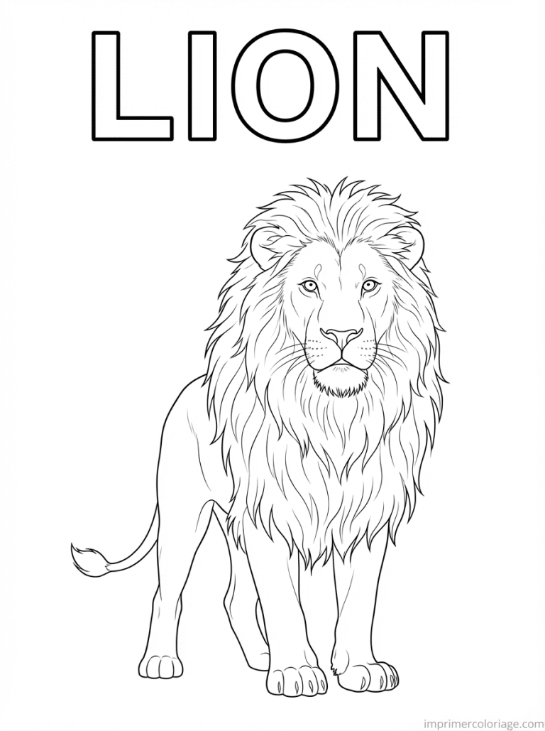 coloriage lion titre assis - dessin gratuit &agrave; imprimer