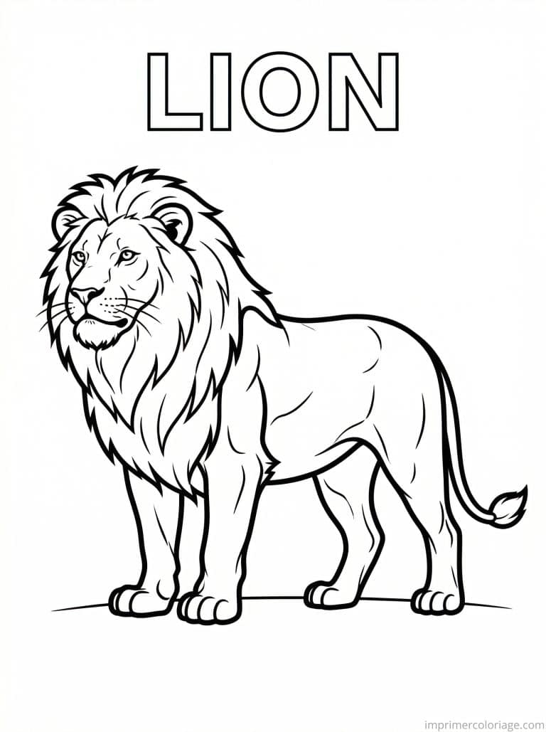 coloriage lion titre haut - dessin gratuit &agrave; imprimer