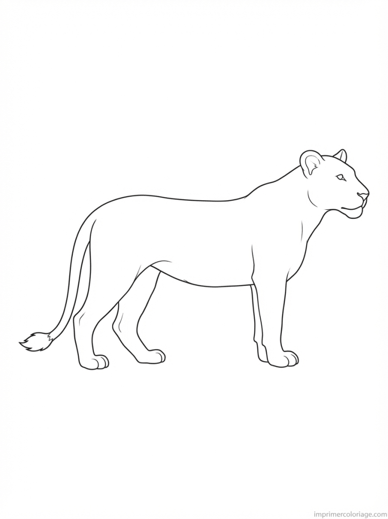 coloriage lionne profil puissante - dessin gratuit &agrave; imprimer