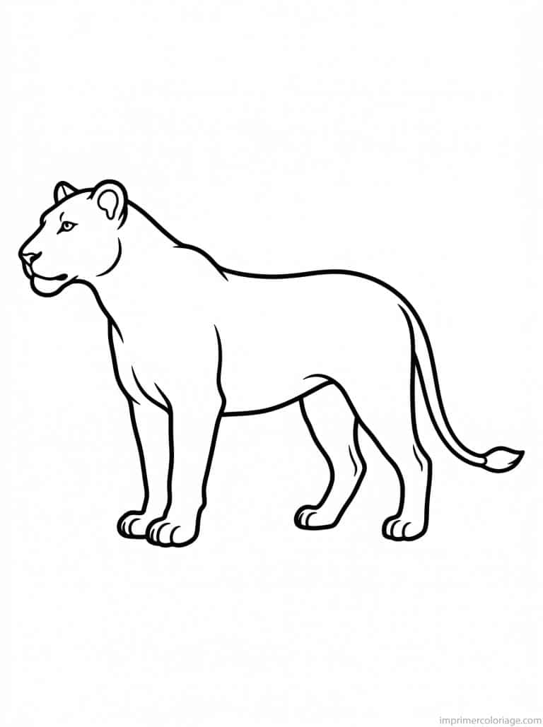 coloriage lionne profil queue - dessin gratuit &agrave; imprimer