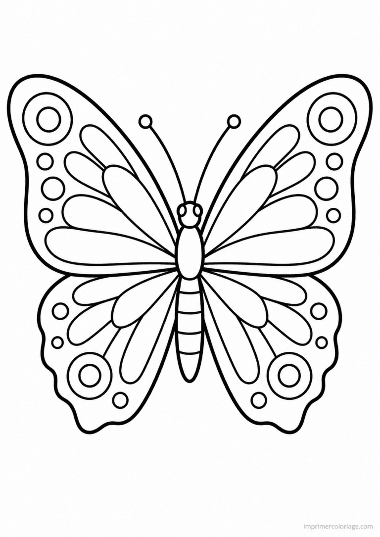 coloriage papillon epais ailes ouvertes symetrie - dessin gratuit &agrave; imprimer