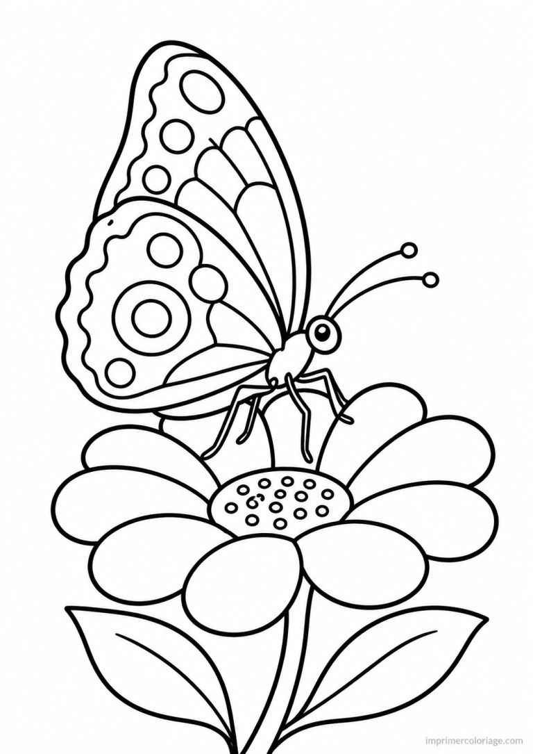 coloriage papillon epais profil fleur - dessin gratuit &agrave; imprimer