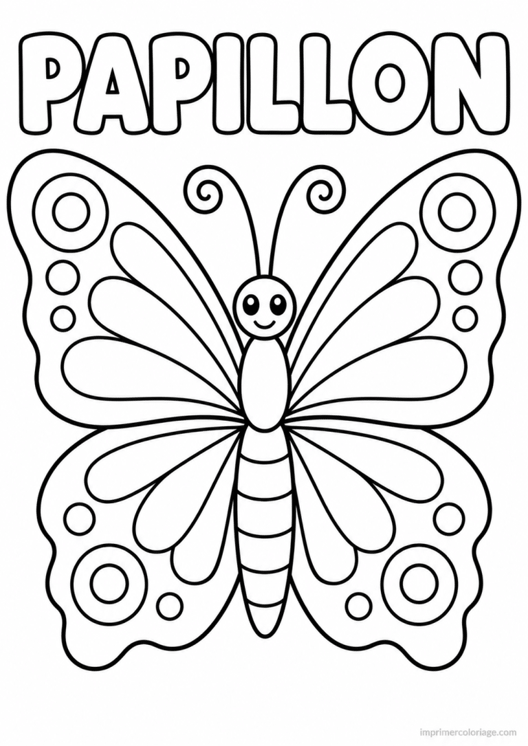 coloriage papillon titre mignon rond - dessin gratuit &agrave; imprimer