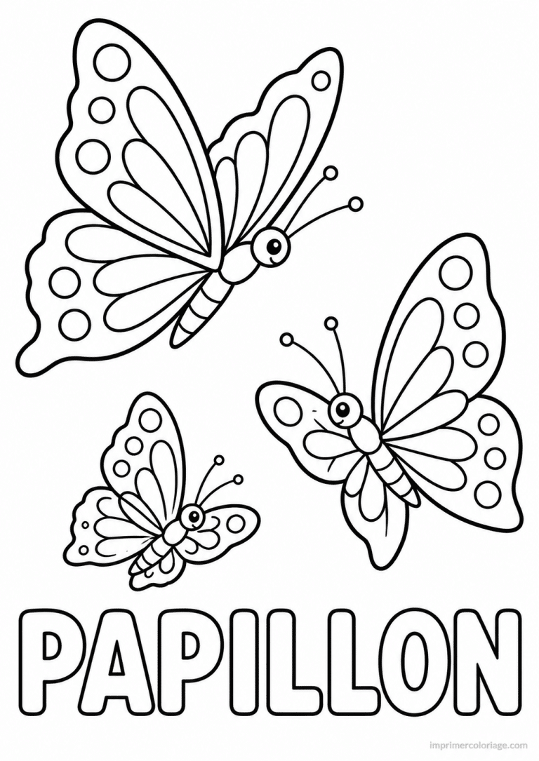 coloriage papillon titre trio bas - dessin gratuit &agrave; imprimer