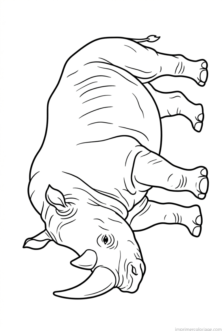 coloriage rhinoceros allonge repos à imprimer coloriage rhinoceros allonge repos - dessin gratuit à imprimer