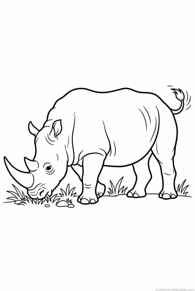 coloriage rhinoceros broute tete basse à imprimer coloriage rhinoceros broute tete basse - dessin gratuit à imprimer