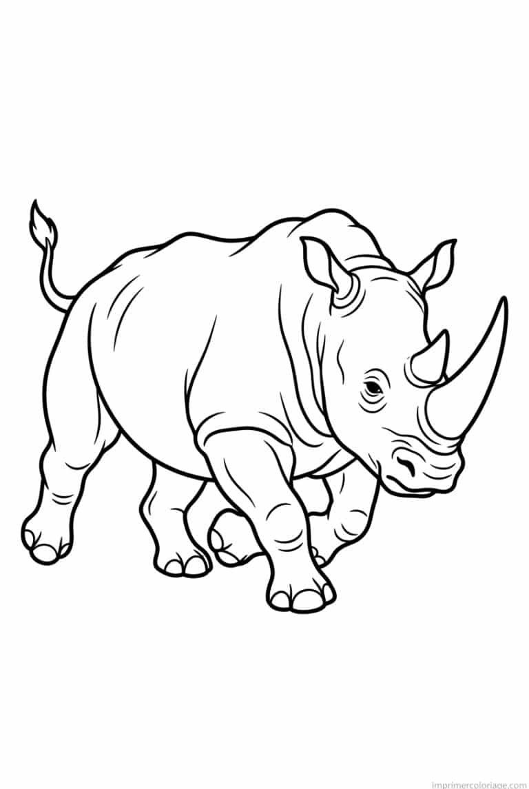 coloriage rhinoceros charge corne à imprimer coloriage rhinoceros charge corne - dessin gratuit à imprimer