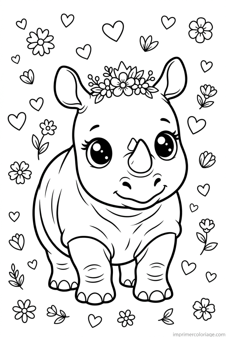 coloriage rhinoceros cute bebe couronne à imprimer coloriage rhinoceros cute bebe couronne - dessin gratuit à imprimer