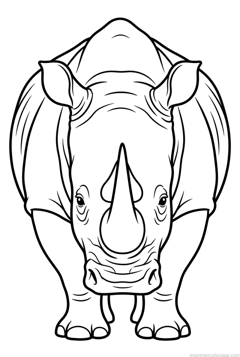 coloriage rhinoceros face deux cornes à imprimer coloriage rhinoceros face deux cornes - dessin gratuit à imprimer