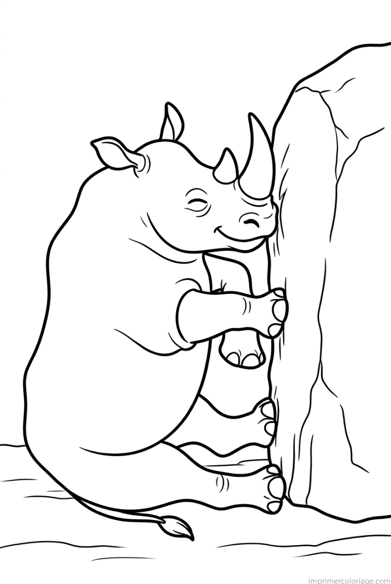 coloriage rhinoceros gratte rocher à imprimer coloriage rhinoceros gratte rocher - dessin gratuit à imprimer