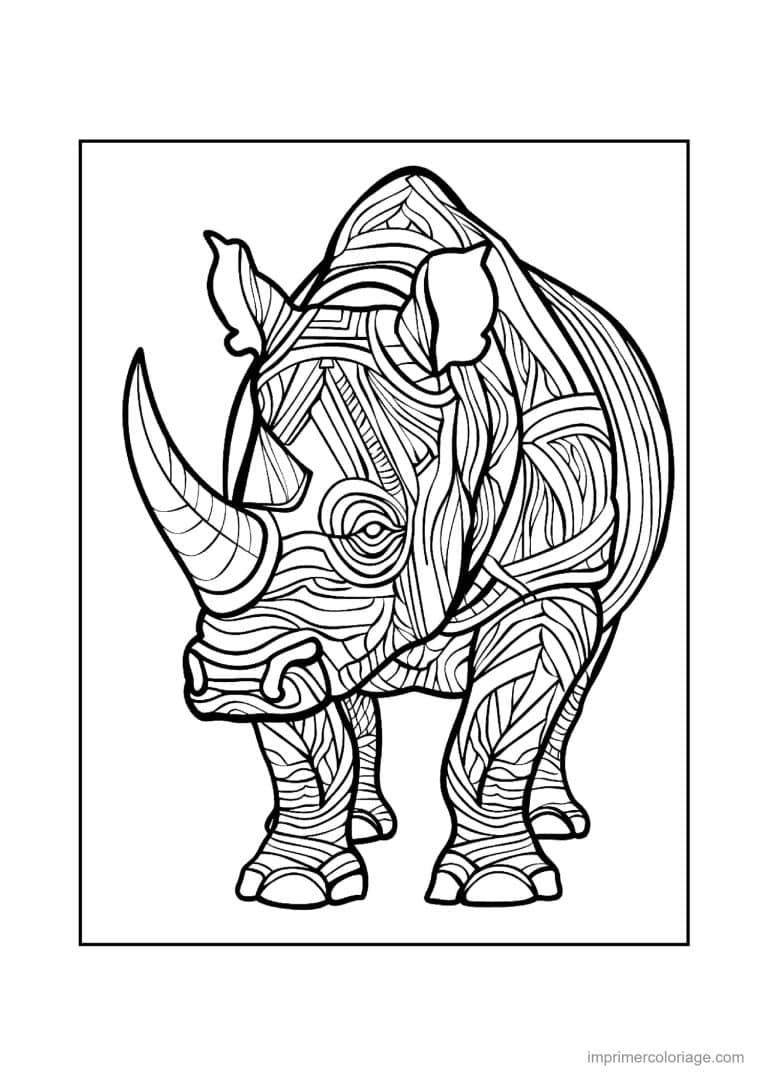 coloriage rhinoceros mandala 01 - dessin gratuit &agrave; imprimer
