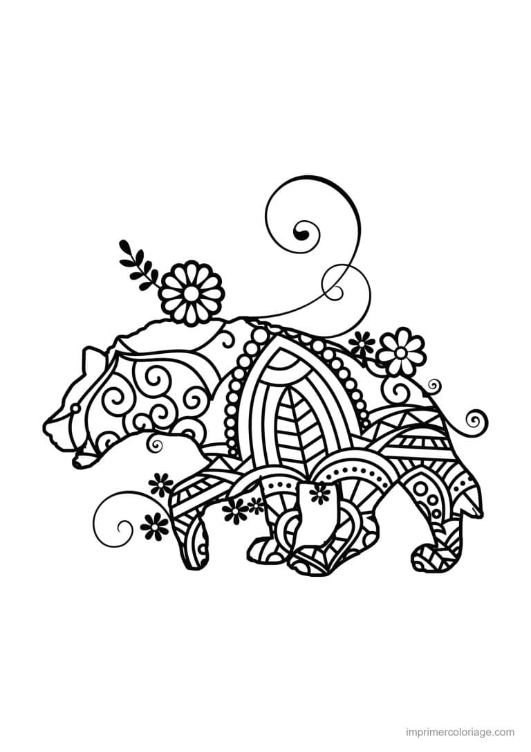 coloriage rhinoceros mandala 32 - dessin gratuit &agrave; imprimer