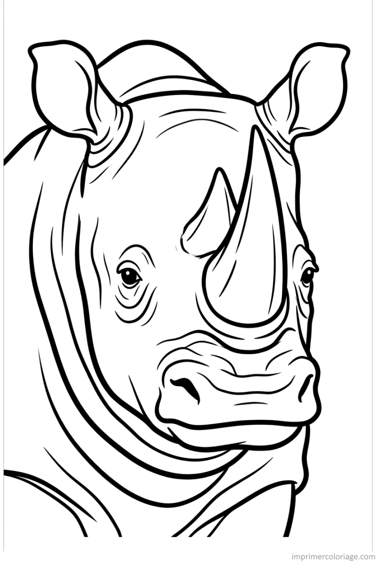 coloriage rhinoceros portrait corne à imprimer coloriage rhinoceros portrait corne - dessin gratuit à imprimer