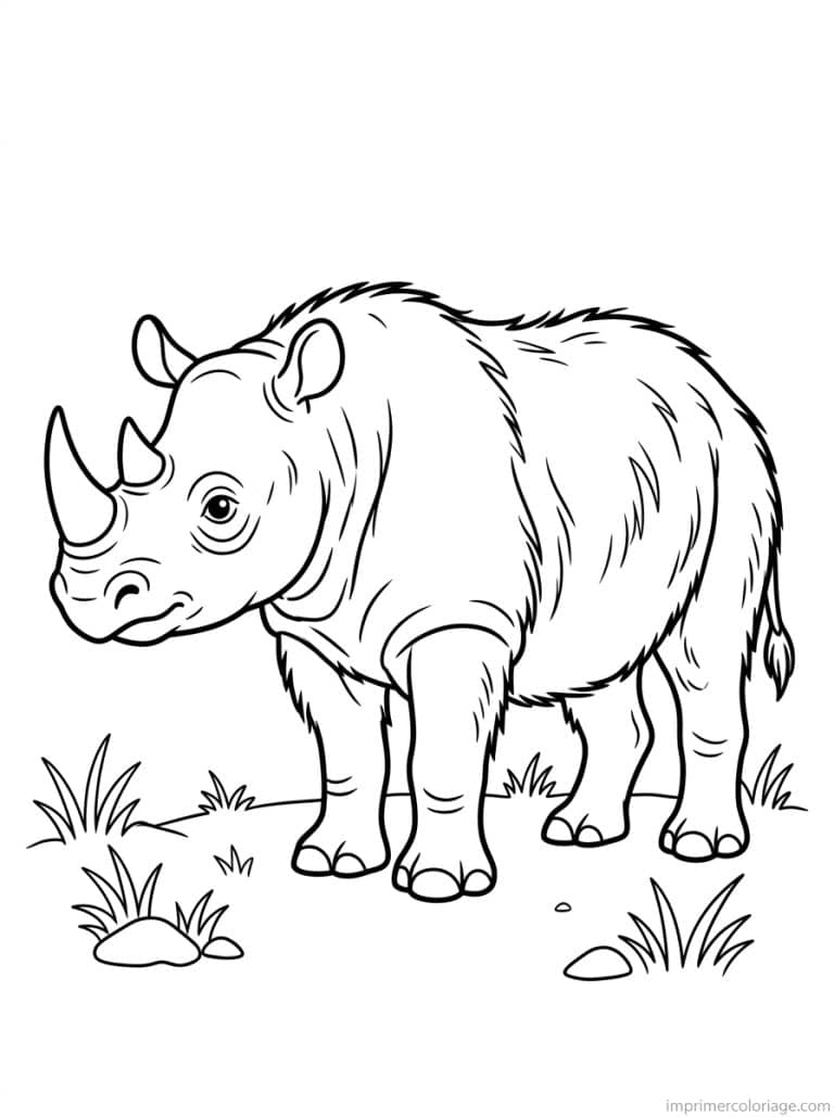 coloriage rhinoceros sumatra poils à imprimer coloriage rhinoceros sumatra poils - dessin gratuit à imprimer