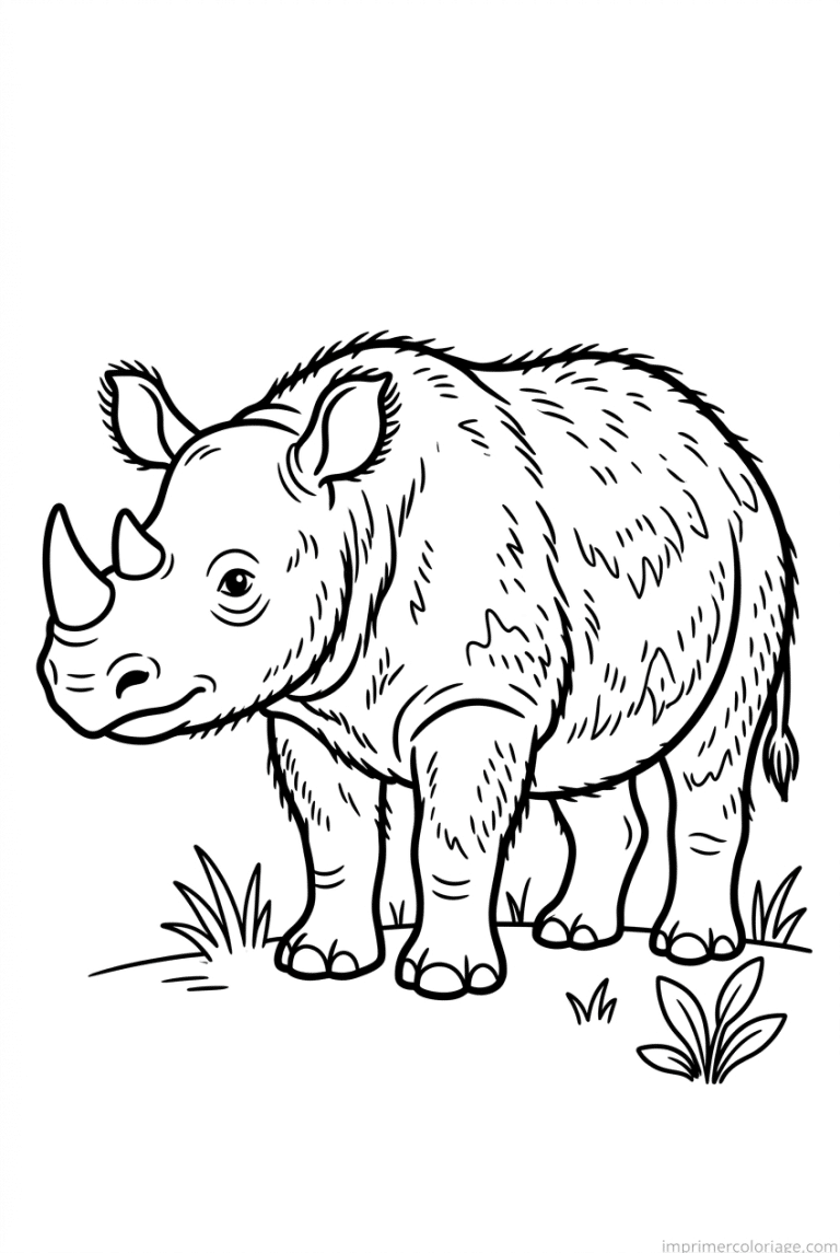 coloriage rhinoceros sumatra poils à imprimer coloriage rhinoceros sumatra poils - dessin gratuit à imprimer