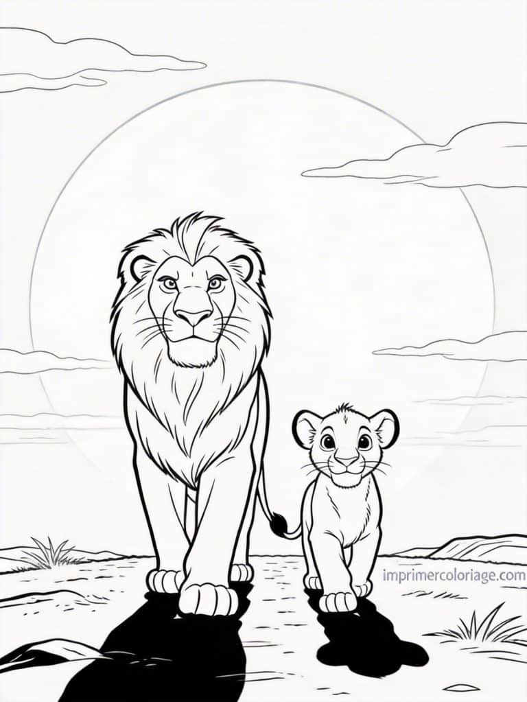 coloriage roi lion mufasa simba lever - dessin gratuit &agrave; imprimer