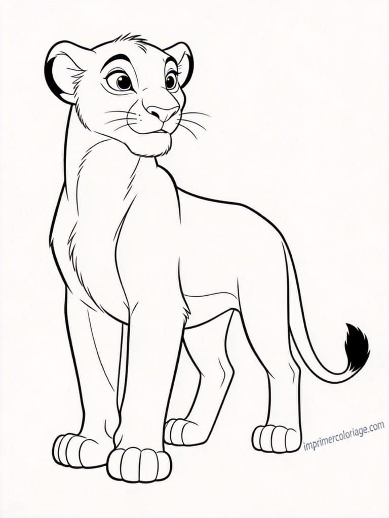 coloriage roi lion nala lionne - dessin gratuit &agrave; imprimer