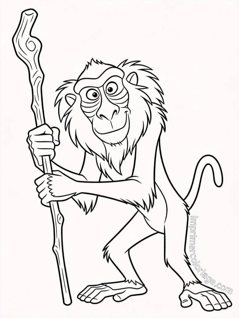 coloriage roi lion rafiki mandrill - dessin gratuit &agrave; imprimer