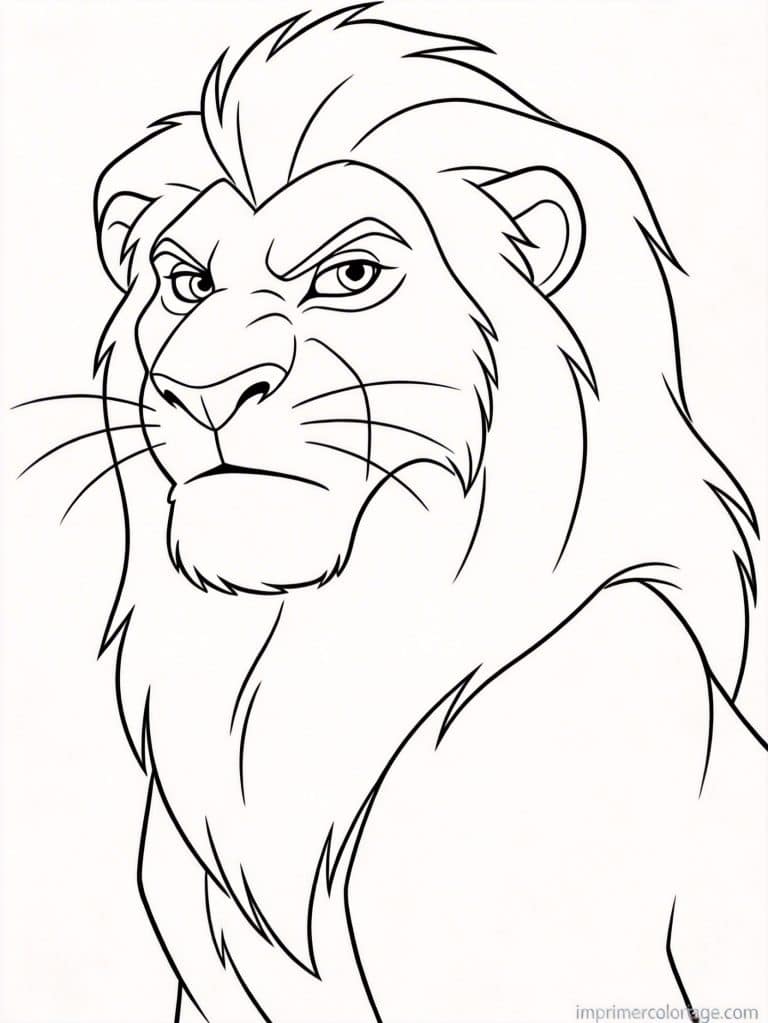 coloriage roi lion scar vilain - dessin gratuit &agrave; imprimer