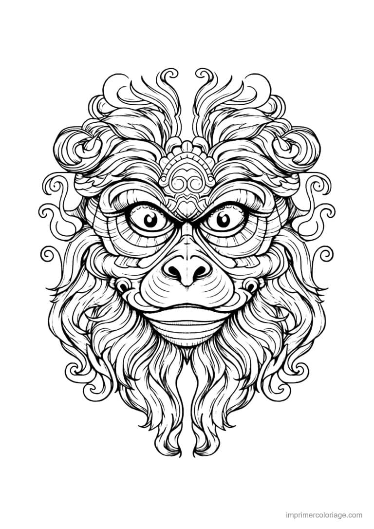 coloriage singe mandala 06 - dessin gratuit &agrave; imprimer