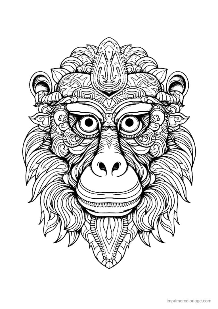 coloriage singe mandala 07 - dessin gratuit &agrave; imprimer