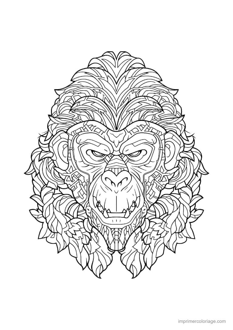 coloriage singe mandala 11 - dessin gratuit &agrave; imprimer
