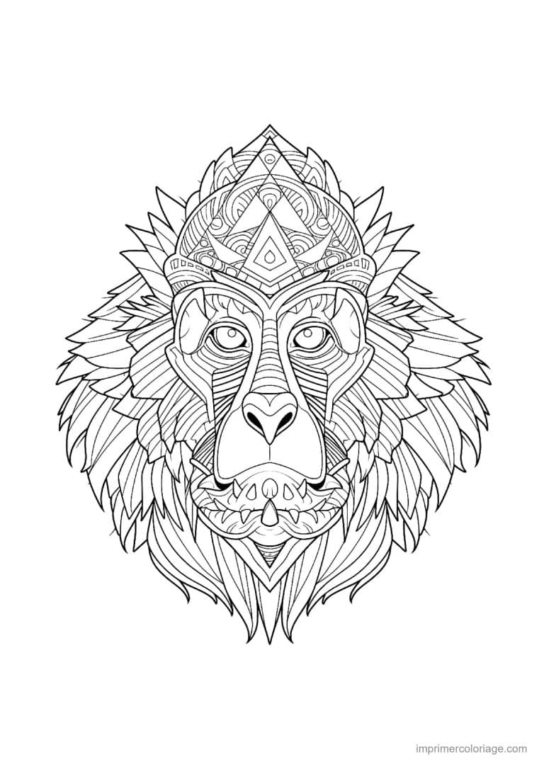 coloriage singe mandala 12 - dessin gratuit &agrave; imprimer