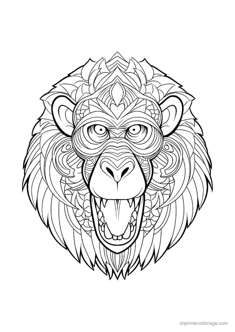 coloriage singe mandala 14 - dessin gratuit &agrave; imprimer