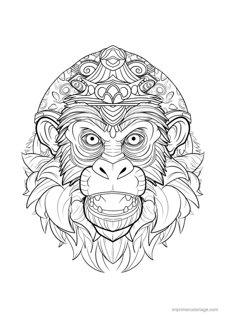 coloriage singe mandala 16 - dessin gratuit &agrave; imprimer