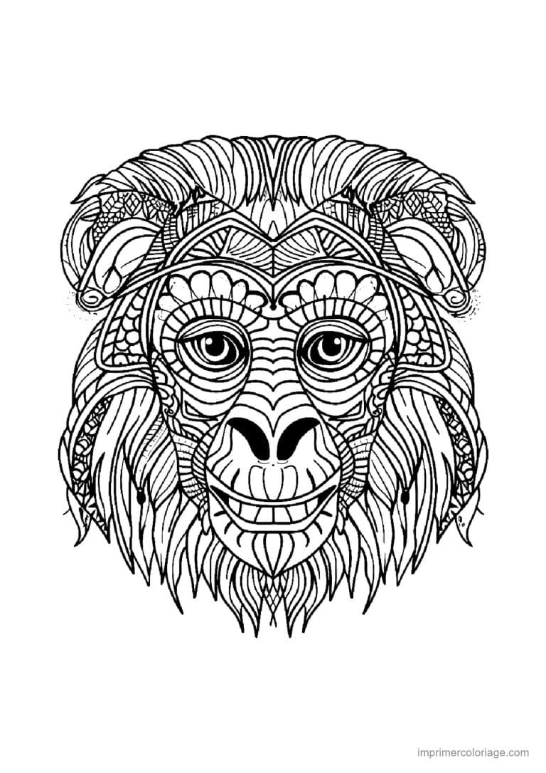 coloriage singe mandala 19 - dessin gratuit &agrave; imprimer