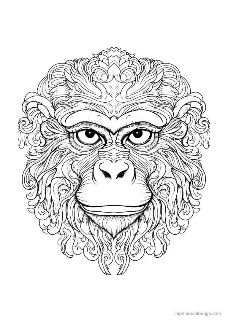 coloriage singe mandala 20 - dessin gratuit &agrave; imprimer