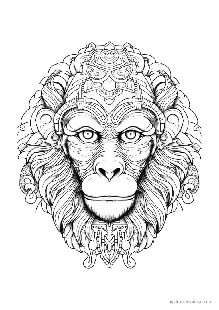 coloriage singe mandala 21 - dessin gratuit &agrave; imprimer