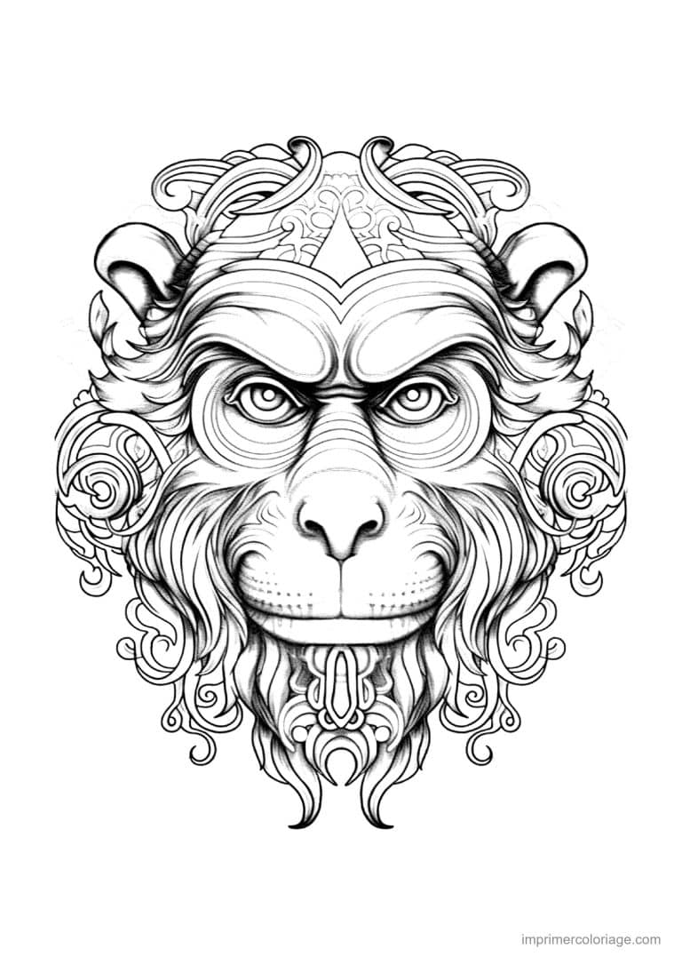 coloriage singe mandala 22 - dessin gratuit &agrave; imprimer
