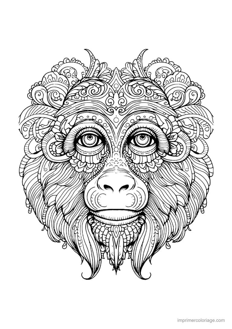 coloriage singe mandala 23 - dessin gratuit &agrave; imprimer