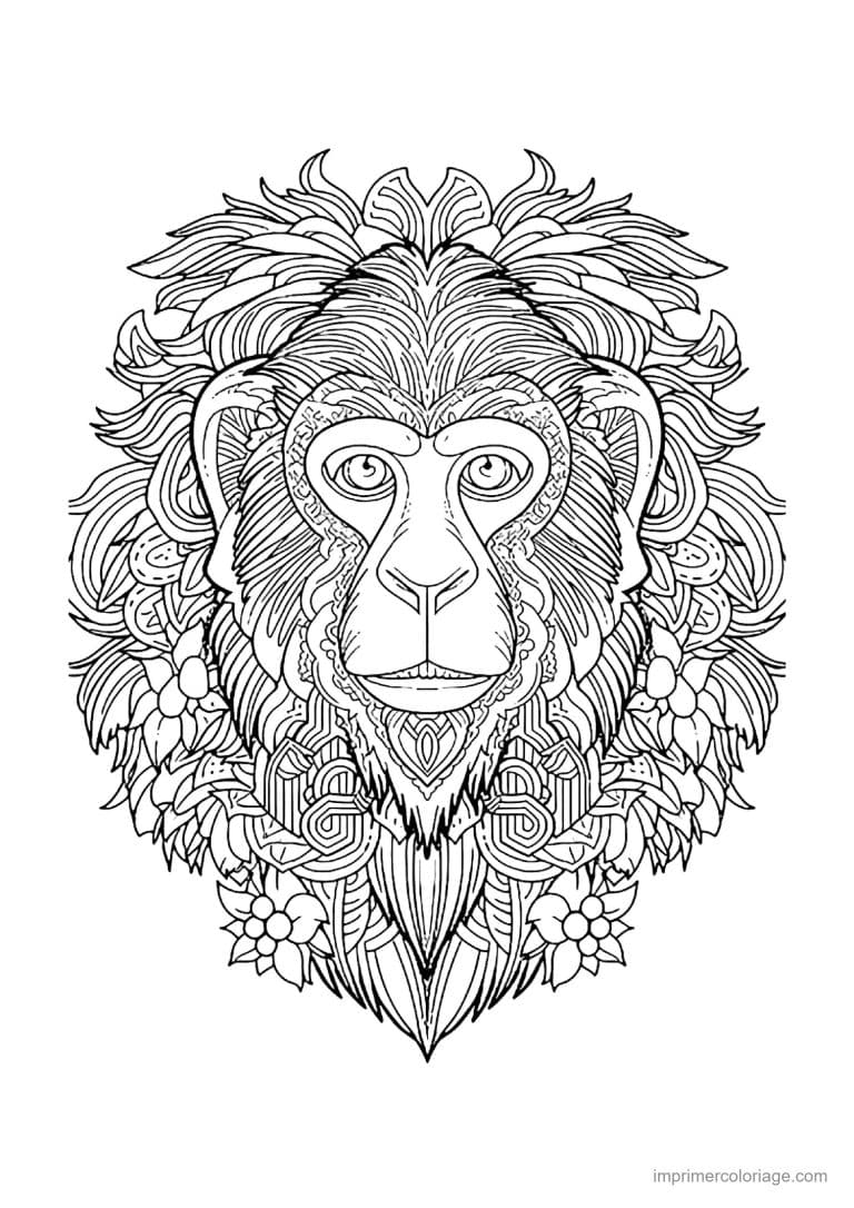 coloriage singe mandala 24 - dessin gratuit &agrave; imprimer