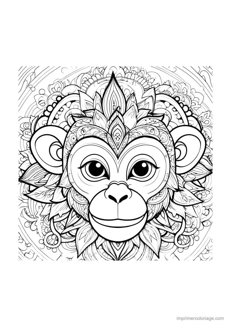 coloriage singe mandala 25 - dessin gratuit &agrave; imprimer