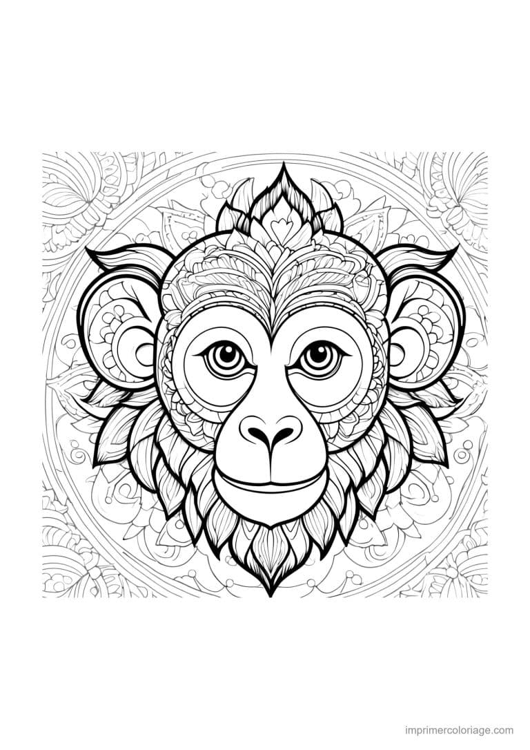 coloriage singe mandala 26 - dessin gratuit &agrave; imprimer