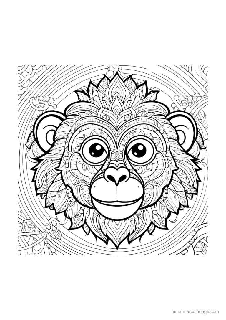 coloriage singe mandala 27 - dessin gratuit &agrave; imprimer