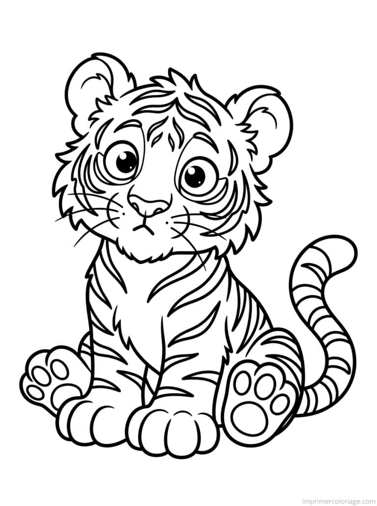 coloriage tigre bebe pattes rondes - dessin gratuit &agrave; imprimer