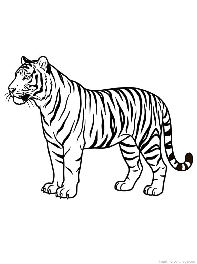 coloriage tigre profil rayures - dessin gratuit &agrave; imprimer