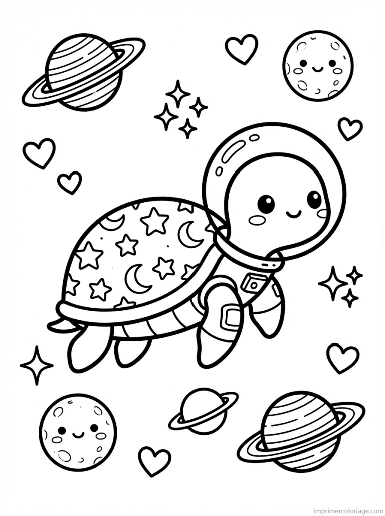 coloriage tortue astronaute espace - dessin gratuit &agrave; imprimer