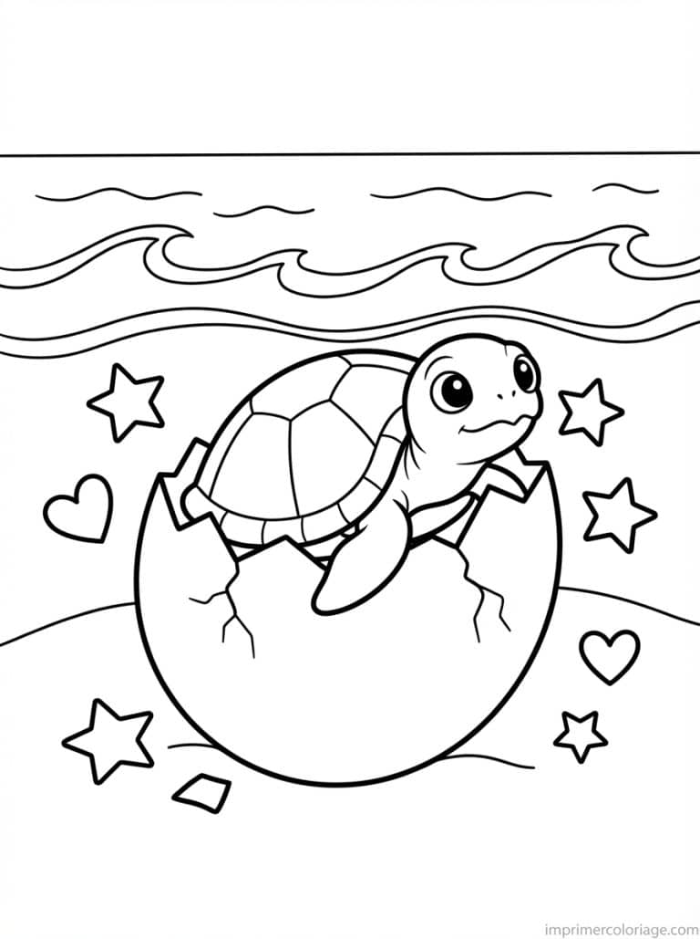 coloriage tortue bebe oeuf plage - dessin gratuit &agrave; imprimer