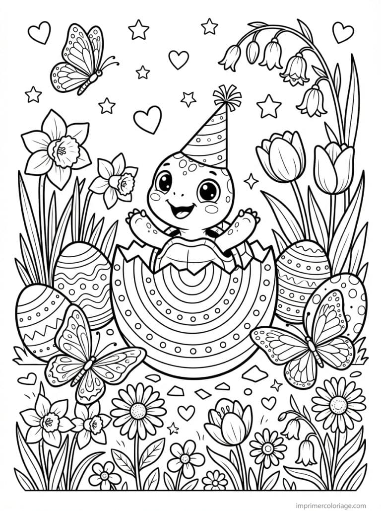 coloriage tortue oeuf arc en ciel - dessin gratuit &agrave; imprimer